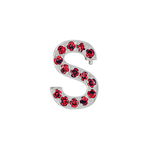 Ruby + 14k White Gold Letter Charm