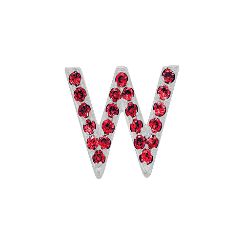 Ruby + 14k White Gold Letter Charm
