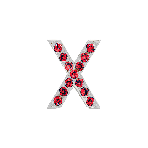 Ruby + 14k White Gold Letter Charm