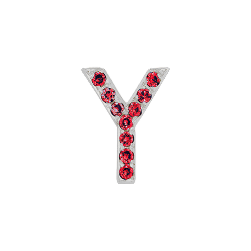 Ruby + 14k White Gold Letter Charm