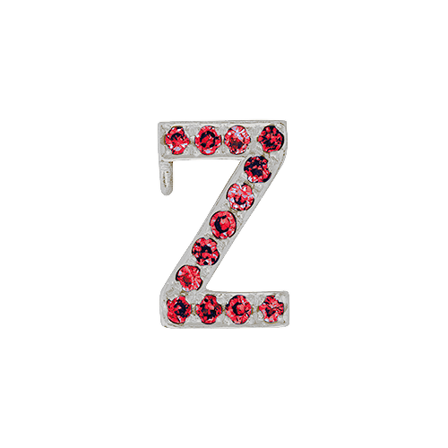 Ruby + 14k White Gold Letter Charm