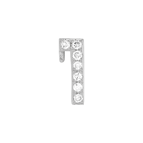 White Diamond + 14k White Gold Number Charm