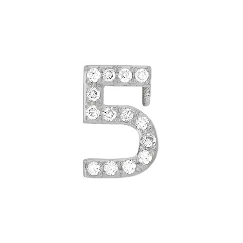 White Diamond + 14k White Gold Number Charm