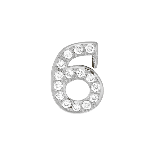 White Diamond + 14k White Gold Number Charm
