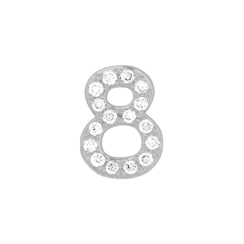 White Diamond + 14k White Gold Number Charm