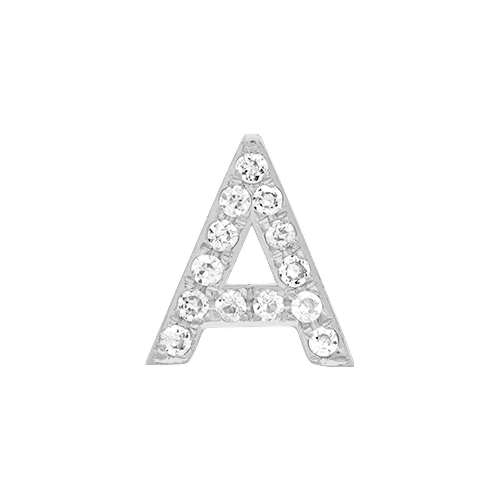 White Diamond + 14k White Gold Letter Charm