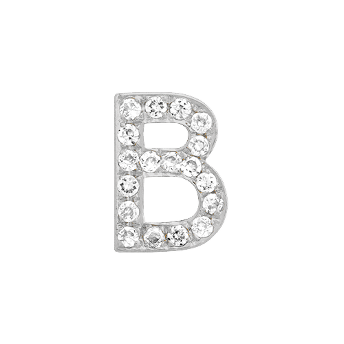 White Diamond + 14k White Gold Letter Charm