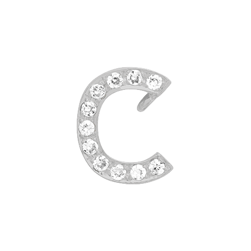 White Diamond + 14k White Gold Letter Charm