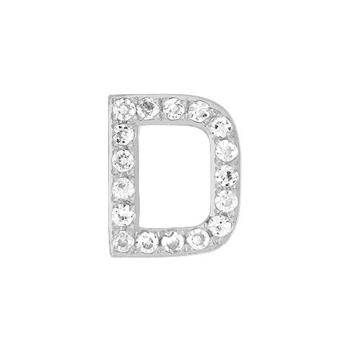 White Diamond + 14k White Gold Letter Charm