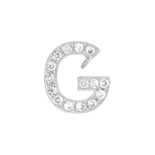 White Diamond + 14k White Gold Letter Charm