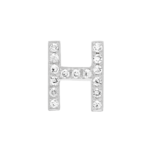 White Diamond + 14k White Gold Letter Charm