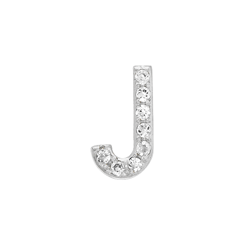 White Diamond + 14k White Gold Letter Charm