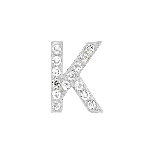 White Diamond + 14k White Gold Letter Charm