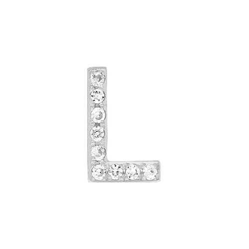 White Diamond + 14k White Gold Letter Charm