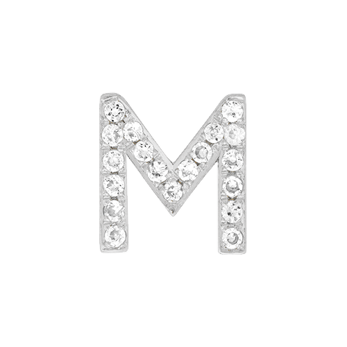 White Diamond + 14k White Gold Letter Charm