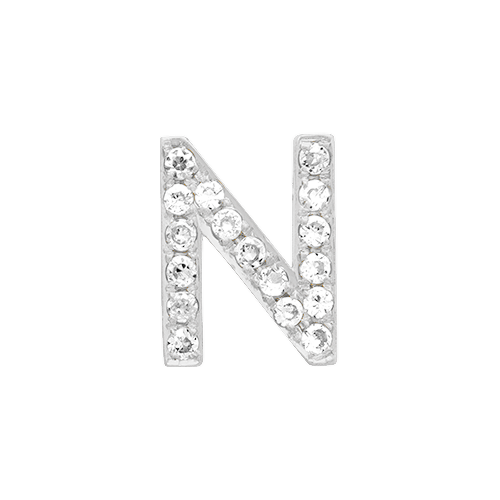 White Diamond + 14k White Gold Letter Charm