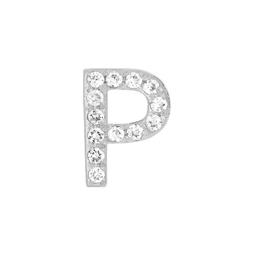 White Diamond + 14k White Gold Letter Charm