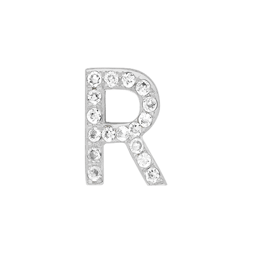 White Diamond + 14k White Gold Letter Charm