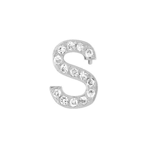 White Diamond + 14k White Gold Letter Charm