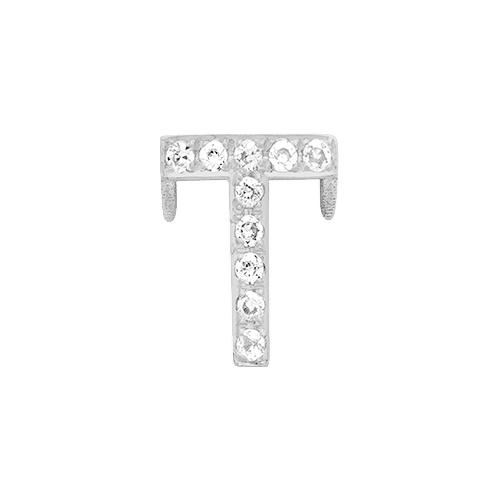 White Diamond + 14k White Gold Letter Charm