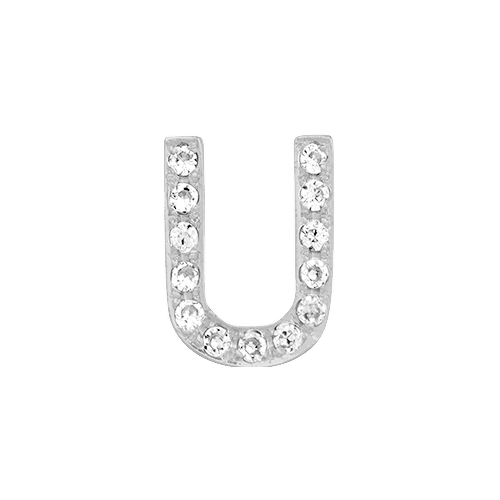 White Diamond + 14k White Gold Letter Charm