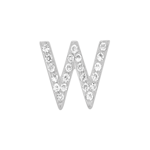 White Diamond + 14k White Gold Letter Charm