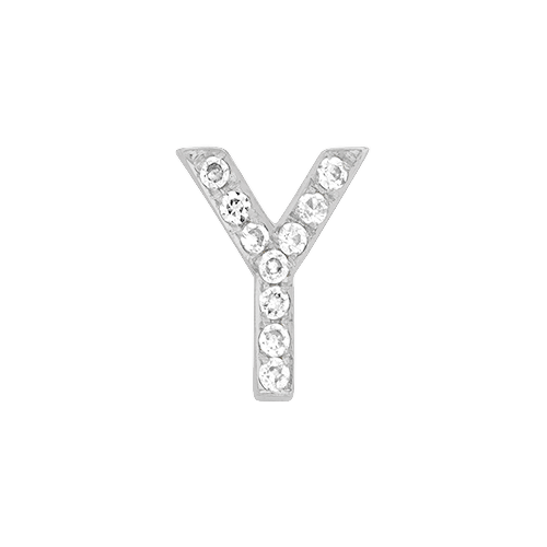 White Diamond + 14k White Gold Letter Charm