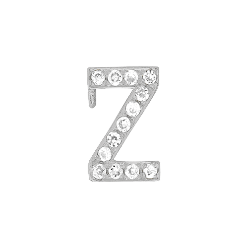 White Diamond + 14k White Gold Letter Charm