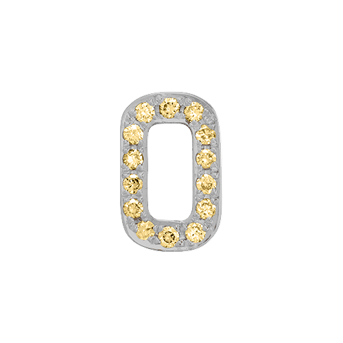 Yellow Sapphire + 14k White Gold Number Charm