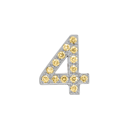 Yellow Sapphire + 14k White Gold Number Charm