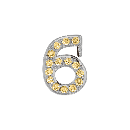 Yellow Sapphire + 14k White Gold Number Charm
