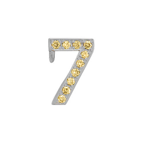Yellow Sapphire + 14k White Gold Number Charm