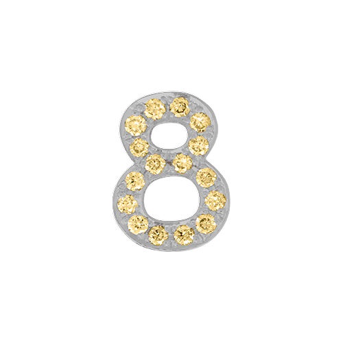 Yellow Sapphire + 14k White Gold Number Charm