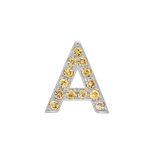 Yellow Sapphire + 14k White Gold Letter Charm
