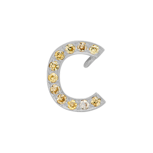 Yellow Sapphire + 14k White Gold Letter Charm