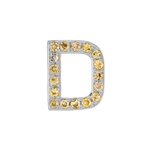 Yellow Sapphire + 14k White Gold Letter Charm