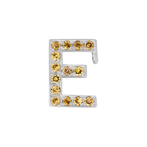 Yellow Sapphire + 14k White Gold Letter Charm