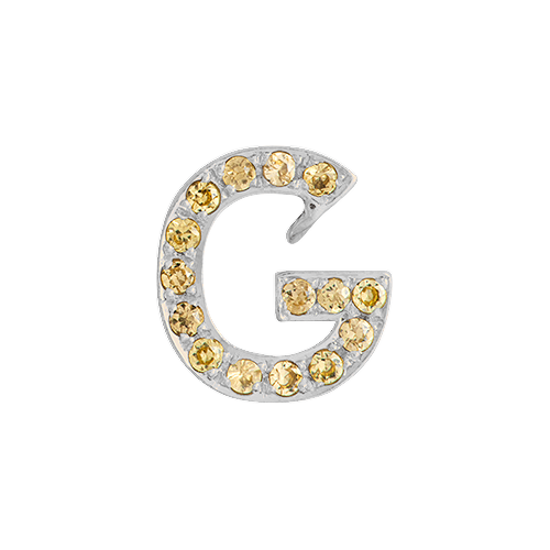 Yellow Sapphire + 14k White Gold Letter Charm