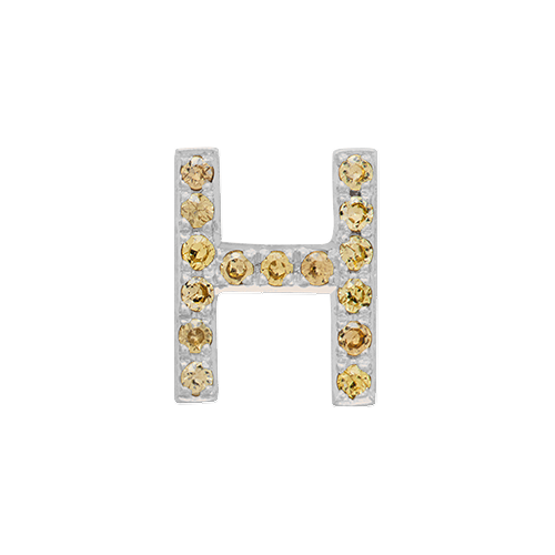 Yellow Sapphire + 14k White Gold Letter Charm