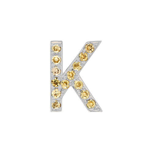 Yellow Sapphire + 14k White Gold Letter Charm