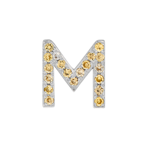 Yellow Sapphire + 14k White Gold Letter Charm