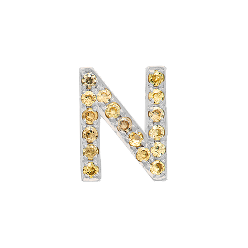 Yellow Sapphire + 14k White Gold Letter Charm