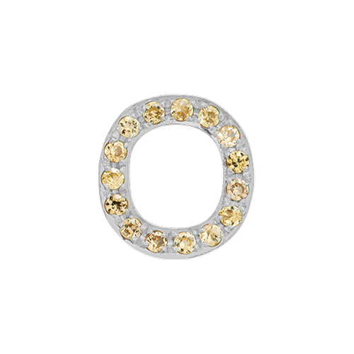 Yellow Sapphire + 14k White Gold Letter Charm