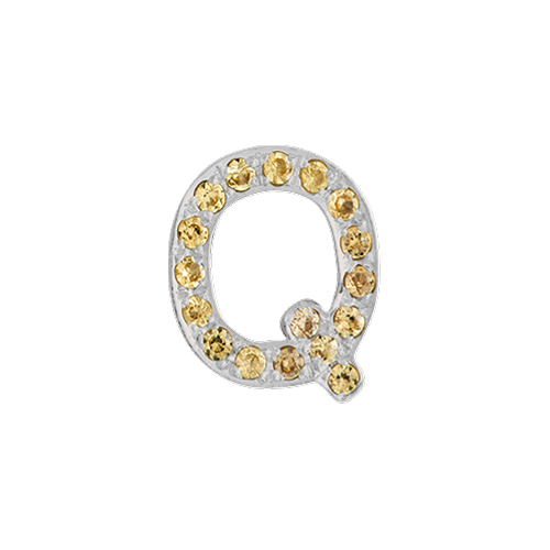 Yellow Sapphire + 14k White Gold Letter Charm