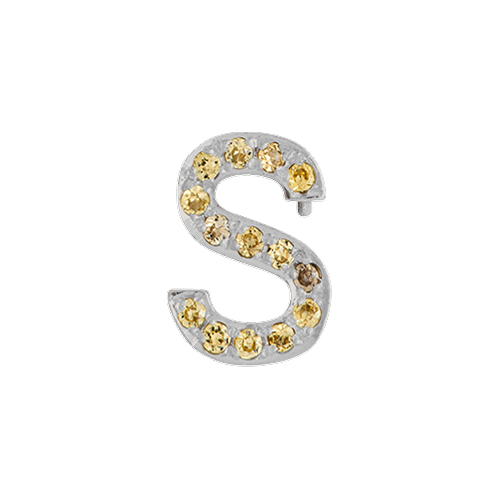 Yellow Sapphire + 14k White Gold Letter Charm