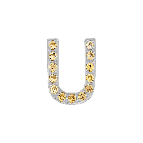 Yellow Sapphire + 14k White Gold Letter Charm