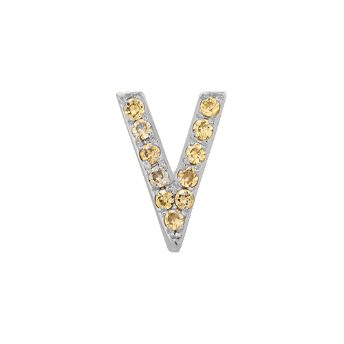 Yellow Sapphire + 14k White Gold Letter Charm