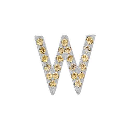 Yellow Sapphire + 14k White Gold Letter Charm