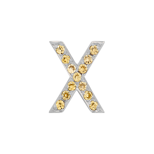 Yellow Sapphire + 14k White Gold Letter Charm