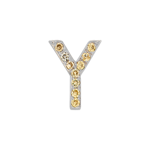 Yellow Sapphire + 14k White Gold Letter Charm